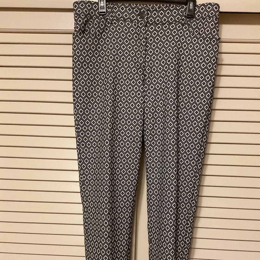 Woman Stretch Pants Black/white Light Silver Metallic Size US 16 - Picture 9 of 9